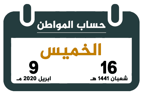 حساب المواطن شعبان 1441 ابريل 2020 تقويم السعودية