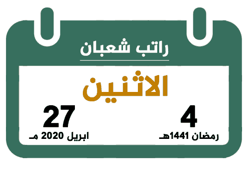 راتب شعبان 1441 ابريل 2020 تقويم السعودية