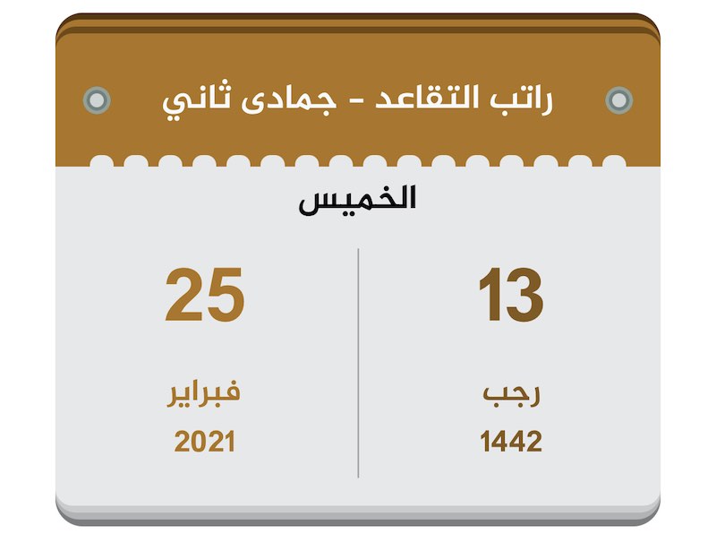 رواتب المتقاعدين جمادى ثاني 1442 فبراير 2021 تقويم السعودية