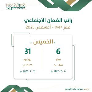 راتب الضمان الاجتماعي صفر 1447 - أغسطس 2025