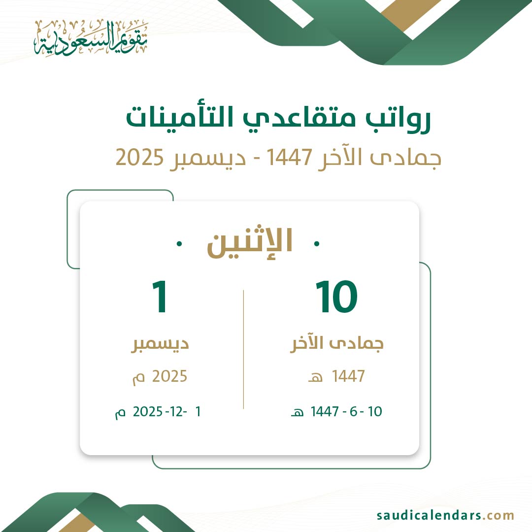 جدول صرف رواتب التأمينات الاجتماعية 2025